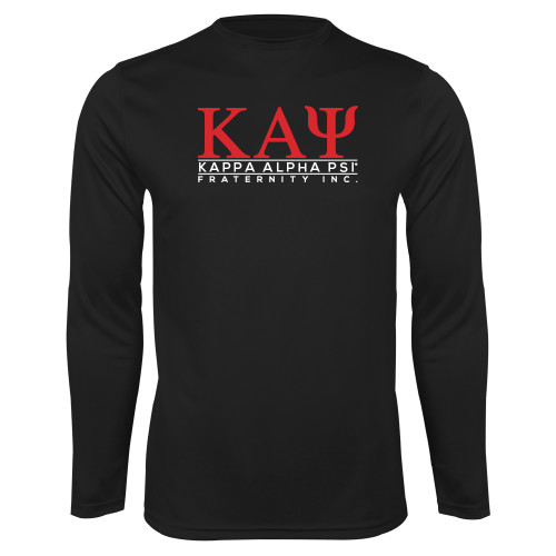 Black Performance Long Sleeve Shirt-Kappa Alpha PSI Fraternity Inc Stacked