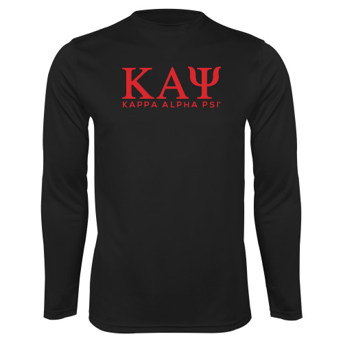 Black Performance Long Sleeve Shirt-Greek Letters Kappa Alpha PSI