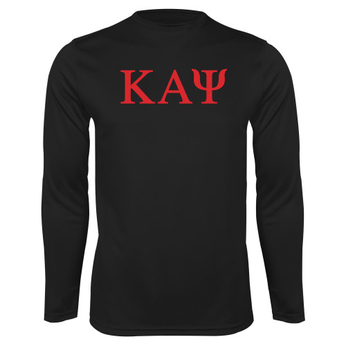 Black Performance Long Sleeve Shirt-Greek Letters
