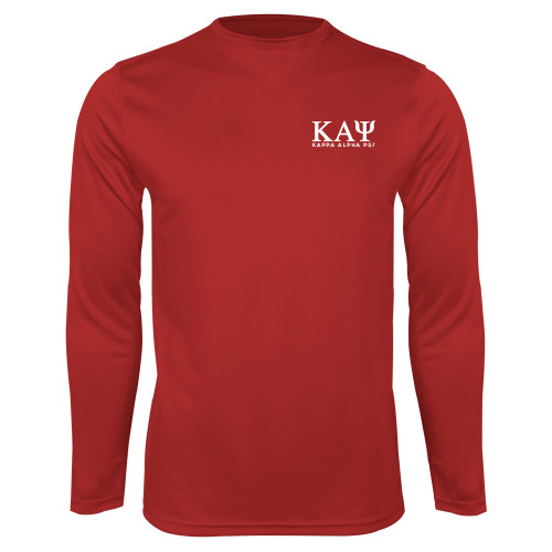 Red Performance Long Sleeve Shirt-Greek Letters Kappa Alpha PSI