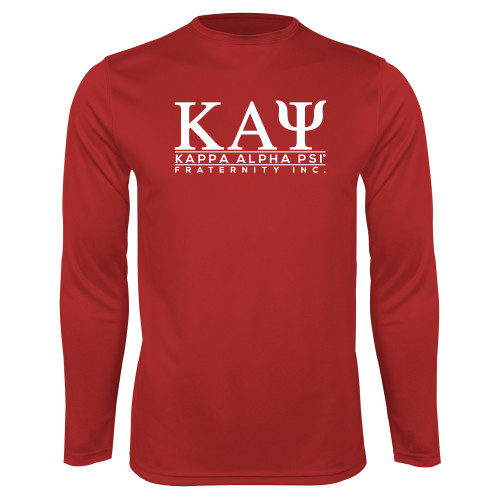 Red Performance Long Sleeve Shirt-Kappa Alpha PSI Fraternity Inc Stacked
