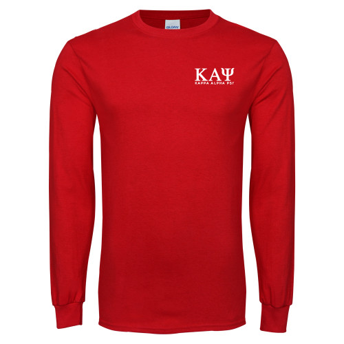 Red Long Sleeve T Shirt-Greek Letters Kappa Alpha PSI