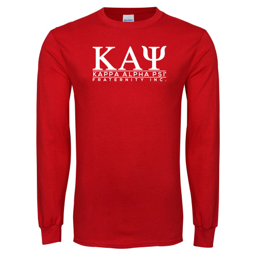 Red Long Sleeve T Shirt-Kappa Alpha PSI Fraternity Inc Stacked