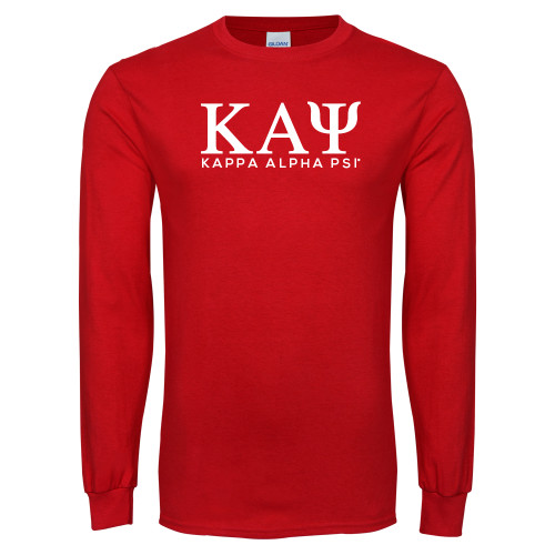 Red Long Sleeve T Shirt-Greek Letters Kappa Alpha PSI