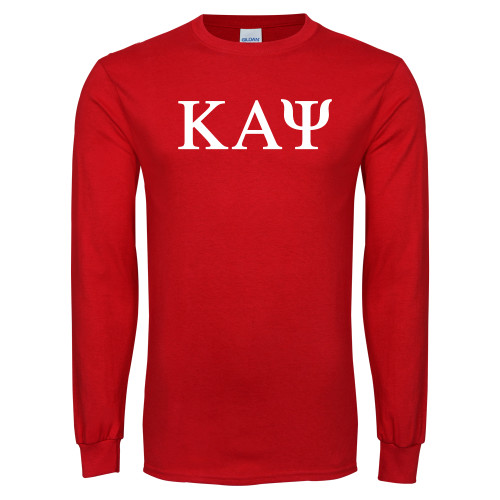 Red Long Sleeve T Shirt-Greek Letters