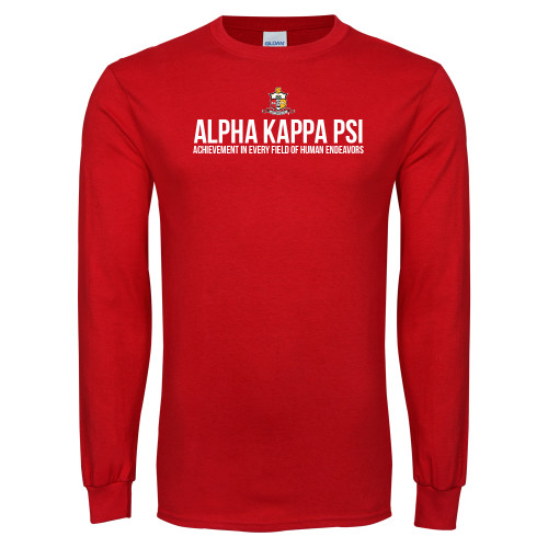 Red Long Sleeve T Shirt-Crest Alpha Kappa PSI Stacked