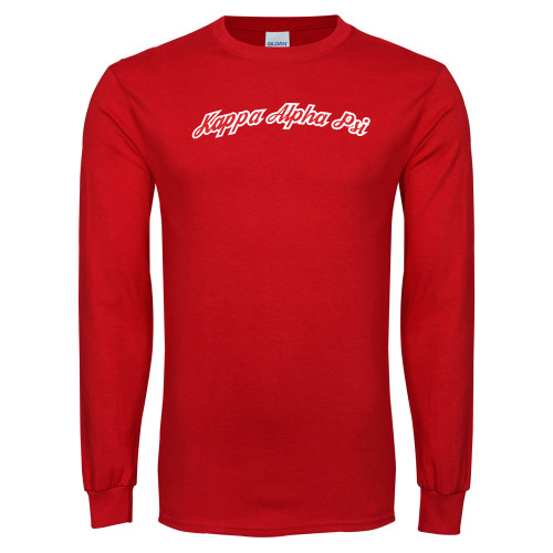 Red Long Sleeve T Shirt-Arched tackle Twill Style