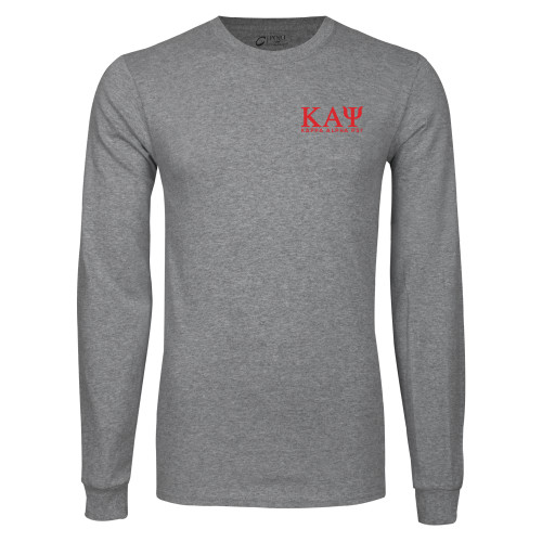 Grey Long Sleeve T Shirt-Greek Letters Kappa Alpha PSI