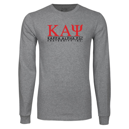 Grey Long Sleeve T Shirt-Kappa Alpha PSI Fraternity Inc Stacked