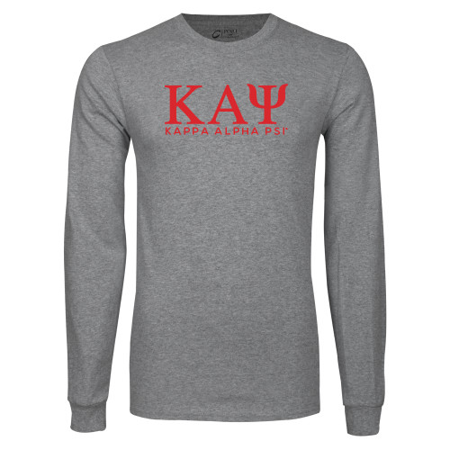 Grey Long Sleeve T Shirt-Greek Letters Kappa Alpha PSI
