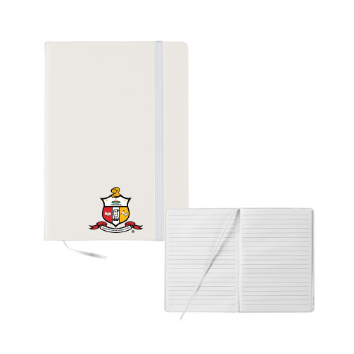 5x7 White Hard Cover Journal-Crest