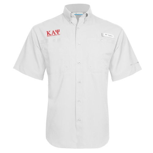 Columbia White Tamiami Performance Short Sleeve Shirt-Greek Letters Kappa Alpha PSI
