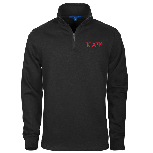 Black Slub Fleece 1/4 Zip Pullover-Greek Letters
