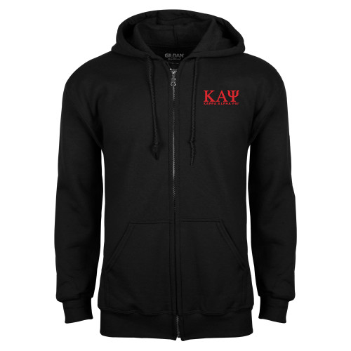 Black Fleece Full Zip Hoodie-Greek Letters Kappa Alpha PSI