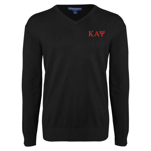 Black VNeck Sweater-Greek Letters