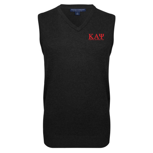 Black VNeck Sweater Vest-Greek Letters Kappa Alpha PSI