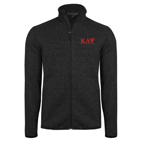 Black Heather  Sweater Fleece Jacket-Greek Letters Kappa Alpha PSI