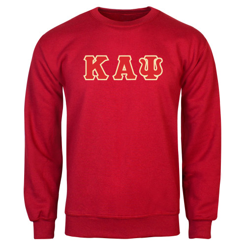 Red Fleece Crew-Greek Letters Tackle Twill