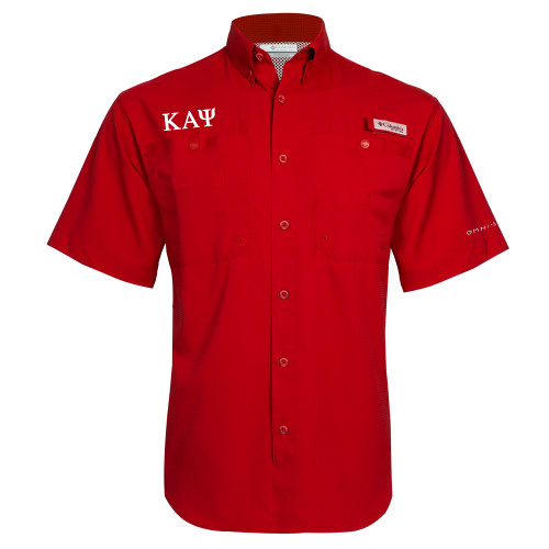 Columbia Red Tamiami Performance Short Sleeve Shirt-Greek Letters