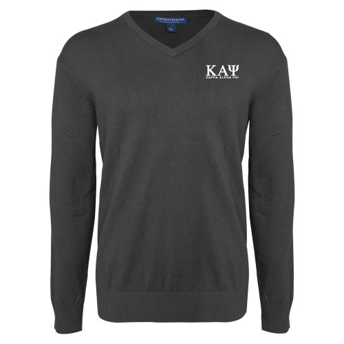 Charcoal Heather VNeck Sweater-Greek Letters Kappa Alpha PSI
