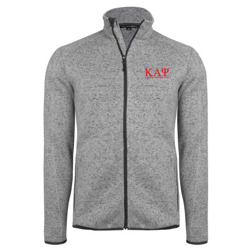 Grey Heather Sweater Fleece Jacket-Greek Letters Kappa Alpha PSI