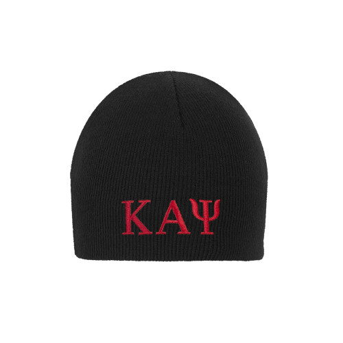 Black Knit Beanie-Greek Letters