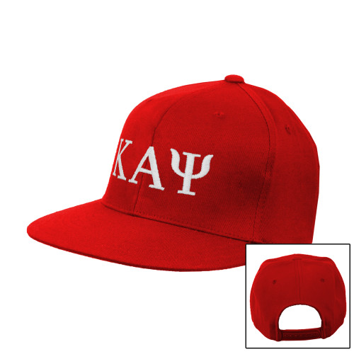 Red Flat Bill Snapback Hat-Greek Letters