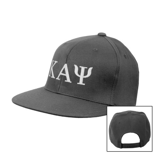 Charcoal Flat Bill Snapback Hat-Greek Letters