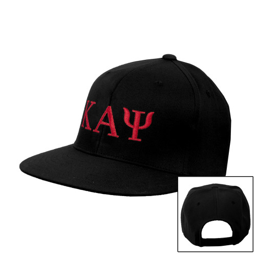 Black Flat Bill Snapback Hat-Greek Letters
