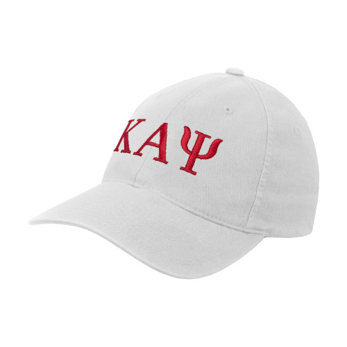 White Flexfit Structured Low Profile Hat-Greek Letters