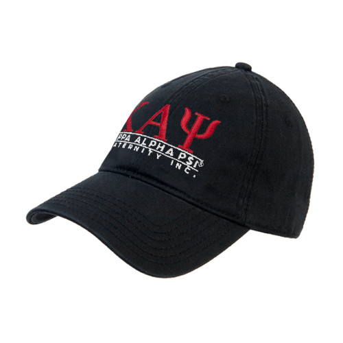 Black Unstructured Adjustable Low Profile Hat-Kappa Alpha PSI Fraternity Inc Stacked
