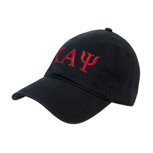 Black Unstructured Adjustable Low Profile Hat-Greek Letters
