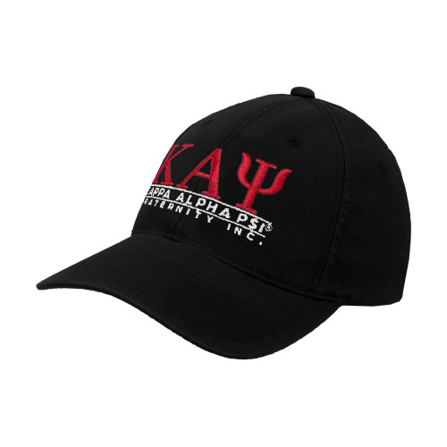Black Flexfit Structured Low Profile Hat-Kappa Alpha PSI Fraternity Inc Stacked