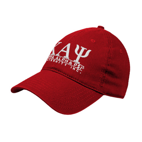 Red Unstructured Adjustable Low Profile Hat-Kappa Alpha PSI Fraternity Inc Stacked