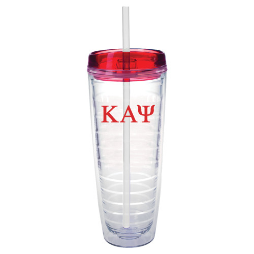 Tritan Double Wall Tumbler w/Red Top 26oz-Greek Letters