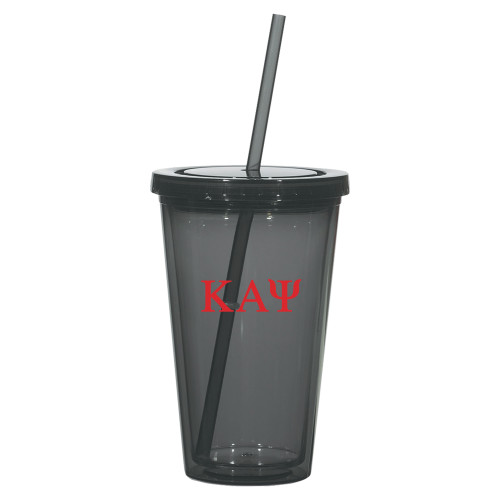 Madison Double Wall Charcoal Tumbler w/Straw 16oz-Greek Letters