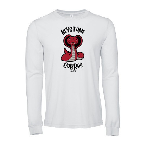  Bella + Canvas White Jersey Cotton Long Sleeve T Shirt - The Little School of Keystone - Cobras