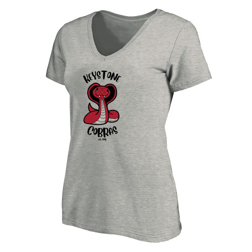 Womens Plus Heather Grey V Neck T Shirt - The Little School of Keystone - Cobras