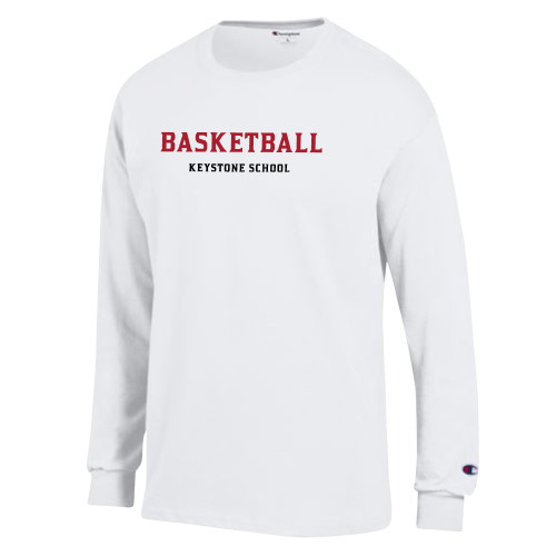 Champion White Long Sleeve T Shirt - Basketball