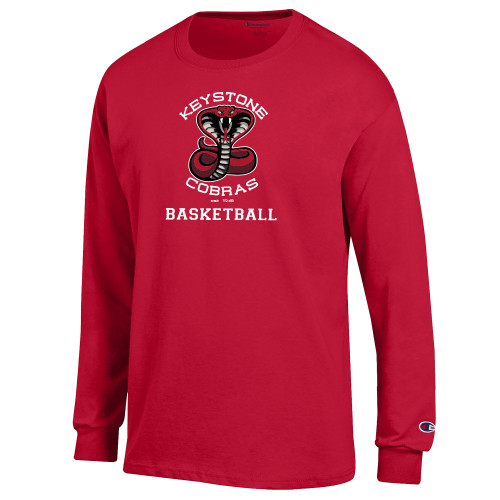  Champion Red Long Sleeve T Shirt - Basketball Athletic Mark