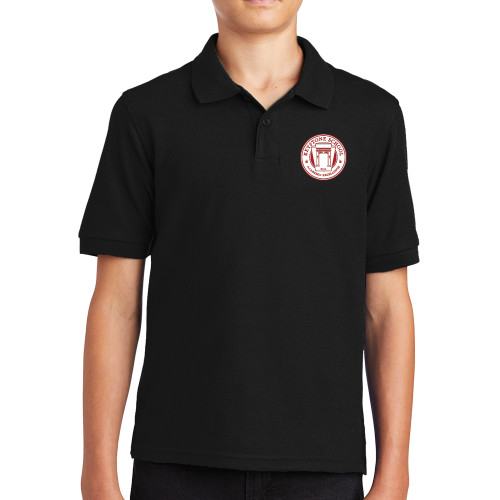  Youth Black Silk Touch Polo - Crest
