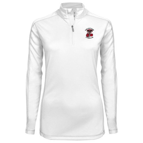  Syntrel Womens White Interlock 1/4 Zip - Athletic Mark Embroidery