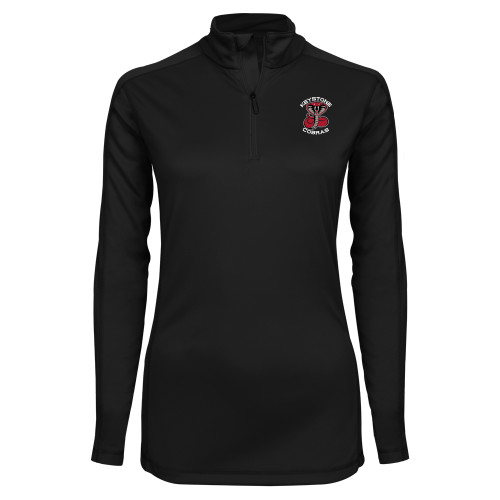  Syntrel Womens Black Interlock 1/4 Zip - Athletic Mark Embroidery