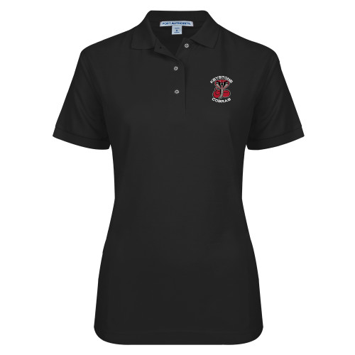  Womens Silk Touch Black Pique Polo - Athletic Mark Embroidery