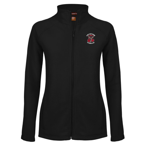 Womens Black Fleece Full Zip Jacket - Athletic Mark Embroidery