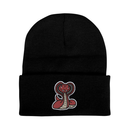  Black Knit Beanie w/Cuff - Baby Cobra Embroidery