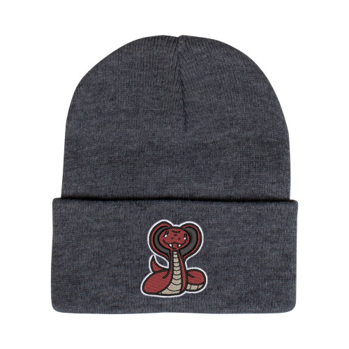  Grey Knit Beanie w/Cuff - Baby Cobra Embroidery