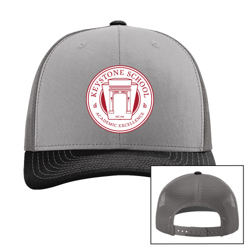  Richardson Grey/Charcoal/Black Trucker Hat - Crest