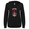 Thumbnail image for  ENZA Womens Black V Notch Raw Edge Fleece Hoodie