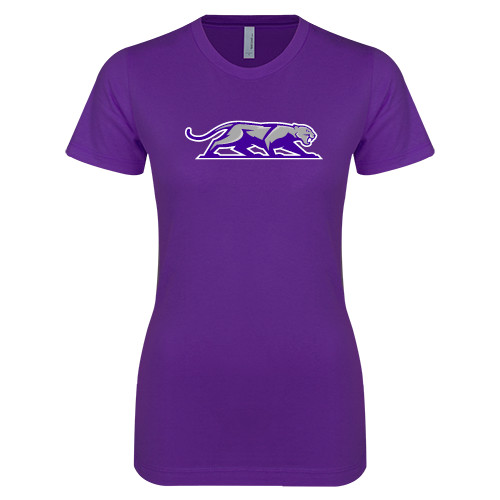  Next Level Womens Purple Boyfriend Tee - Panther